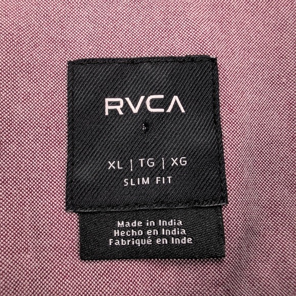 RVCA Shirt Mens XL Pink LS Stretch Oxford Slim Fit Button Down Pocket Casual - Picture 3 of 13